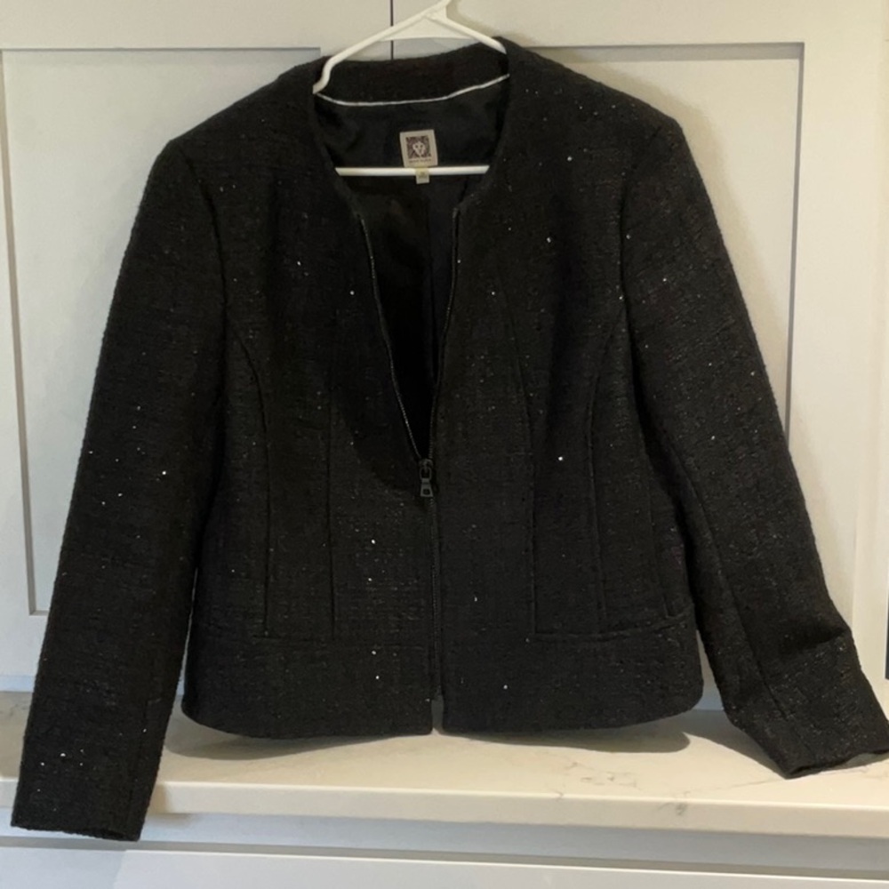 Anne Klein Black with sequins Blazer Professional Suit Jacket